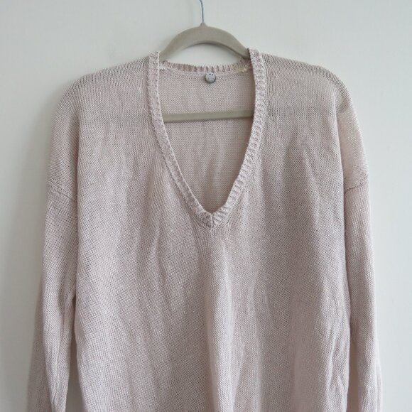 MARGARET O'LEARY 100% Linen Loose Fit Knit Sweater Neutral Tan Beachy - Size S - Picture 3 of 16
